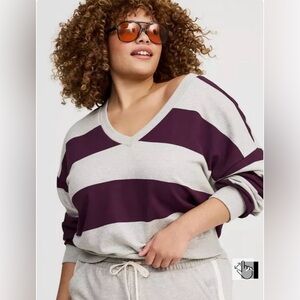 Torrid V-Neck Sweatshirt- Purple and Gray